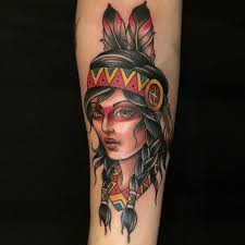 Native American Woman Tattoo Old School Tattoo Trendy Tattoos Tiger Lily Tattoos