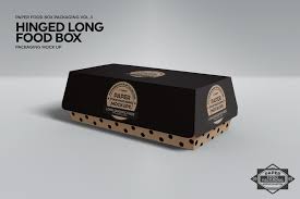 Hinged Long Sandwich Box Mockup Box Mockup Food Box Packaging Free Packaging Mockup