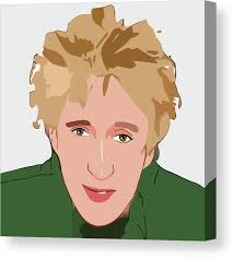 Rod Stewart Cartoon Portrait 1 Canvas Print