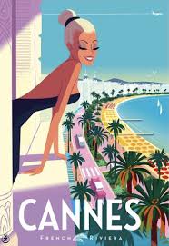 Cannes Cote D Azur Retro Travel Poster Vintage Travel Posters Art Deco Posters