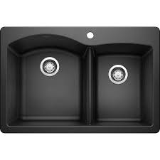 double offset bowl 1 hole kitchen sink