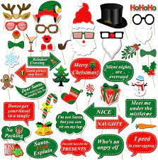 What are the best outdoor christmas decorations? Amazon Com Christmas Photo Booth Props Kit 47pcs Konsait Diy Christmas Photo Booth With Stick Funny Xmas Selfie Props Accessories For Adults Kids For Christmas Theme Party Favors Decorations Decor Supplies Kitchen Dining