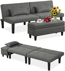 Will a multifunctional futon sofa bed make your heart beat? Amazon Com Futon Sofa Bed Adjustable Convertible Sleeper Sofa For Living Room Apartment Dorm Storage Ottoman Coffee Table Lumbar Pillows Gray Type B Home Kitchen