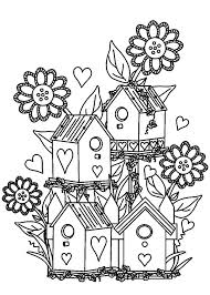 Bird House At Flower Garden Coloring Pages Best Place To Color Bird Coloring Pages Garden Coloring Pages Fairy Coloring Pages