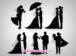 Vektorel Cizim Gelin Damat Wedding Silhouette Bride And Groom Silhouette Silhouette Vector