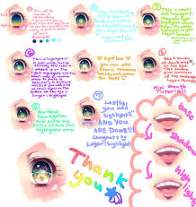Iwatobi swim club, the main characters (haru, makoto, nagisa, rei, and rin) all have different eye colors that are influenced by their personality. Colorful Sparkly Anime Eye Tutorial By Aihimemiri Art References