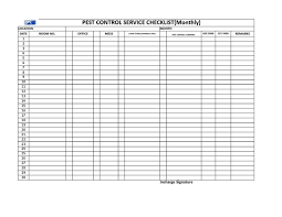 Stay organized with this accessible daily task list template. Pest Control Service Checklist
