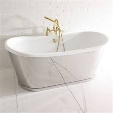 The Oronsay73 73 Coreacryl Acrylic French Bateau Tub With Mirror Polished Stainless Steel Exterior With Base Trim And Drain Bateau Tub Freestanding Cast Iron Tub Tub