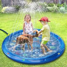 Tomight Splash Pad Sprinkler Play Matte 150cm Anti Rutsch Mit Schwimmendem Fisch Sommer Wasser Gart In 2020 Spielmatte Pool Wasserspielzeug