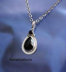 Black Onyx Teardrop Pendant Sterling Silver Handmade Design Black Onyx Necklace Sterling Silver Necklaces Necklace