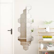 Wall mirrors are important too and are used for putting on makeup, shaving, brushing teeth and other tasks that don't require having a head to toe view of yourself. Spot 3d Hexagonal Mirror Wall Sticker Art Diy Splicing Full Length Mirror Soft For Bedroom Bathroom Shopee Philippines
