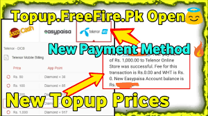 Free fire new topup method pk канала saba noor gaming. Topup Free Fire Pk Open New Payment Method New Topup Prices Topup With Telenor 4g Free Fire Youtube