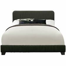 Pulaski modified camel back upholstered bed. Pulaski Channeled Upholstered King Panel Bed In Steel Ebay