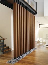 Slatted Wood Finish Partition Design Divider Design House Interior