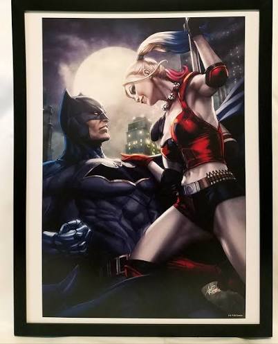 Harley Quinn vs Batman by Stanley Artgerm Lau FRAMED 12x16 Art Print DC  Comics Poster