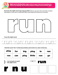 The Sight Word This Week Is Run Sight Words Are Some Of The Most Frequently Used Words In Our Language B Sight Word Worksheets Dolch Words Kids Sight Words