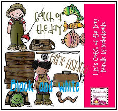 Fishing Clip Art Gone Fishin Black And White Etsy In 2020 Melonheadz Clip Art Freebies Fishin