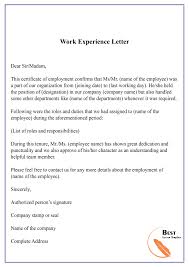10 Free Experience Letter Sample Example Letter Sample Lettering Work Experience
