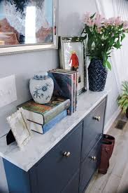 14 Glam Up Your Ikea Hemnes Shoe Cabinet With Navy Paint And Some Marble Contact Paper Plus Bras Ikea Shoe Cabinet Hemnes Shoe Cabinet Ikea Hemnes Shoe Cabinet