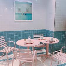 Pink Pool Cafe Table Cafe Interior Design Cafe Interior Cafe Design