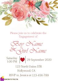 Flowers Engagement Card With Name Editing In 2020 Engagement Invitations Engagement Invitation Cards Wedding Invitation Cards Online
