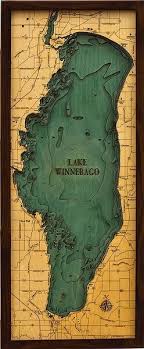Lake Winnebago 3 D Nautical Wood Chart 13 5 X 31 Great