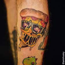 Pizza Tattoo 20 Tattoo Tatowierung Kunst Korperkunst Idee Design Tattoospirit Food Newschool Brille Man Pizza Tattoo New School Tattoo School Tattoo