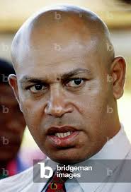 Image of Coup leader George Speight speaks during a news conference at