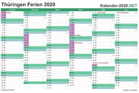 Kalender 2021 thüringen als pdf oder excel. Ferien Thuringen 2020 Ferienkalender Ubersicht