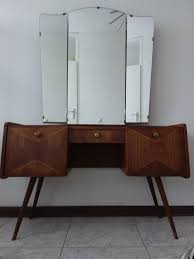 5 drawers to keep accessories organized. Vintage Dressing Table With Mirror 1960s Teak Wood Veneer Catawiki