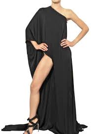 Anthony Vaccarello Black Draped Techno Satin Long Dress Satin Dress Long Long Dress Dresses