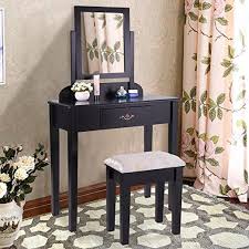 Jaxsunny 53 5 Rdquo H Elegant Wood Makeup Vanity Set Dressing Table Furniture With Rotating Rectangu In 2020 Beauty Room Vanity Bedroom Vanity Table Dressing Table Set