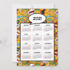 Comic Book Pop Art Speech Bubble 2021 Calendar Card Zazzle Com In 2020 2021 Calendar Custom Greeting Cards Simple Planner