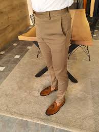 A white button down, camel suede culottes, a black bag and snake print shoes for work a striped tee, camel culottes, grey shoes for a chic yet casual outfit Fit Camel Pants Hollo Men