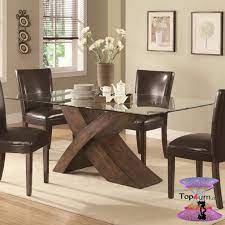 Dining table is usually placed in the centre of the room and could be observed from every its part. Wood Base Glass Top Dining Table Ideas On Foter