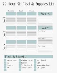 Free Printable Worksheet For 72 Hour Food Kit Super Easy Way To Plan 72 Hour Kits Organizing Meal Planning 72 Hour Kit Food