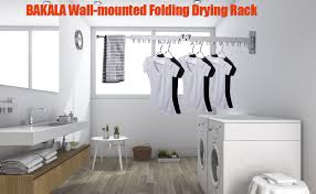 Get free shipping on qualified drying racks or buy online pick up in store today in the storage & organization department. Amazon Com Bakala Retractable Clothes Drying Rack Wall Mounted Space Saver Heavy Duty Laundry Clothes Hanger Rack With Towel Bar Collapsible Clothes Dry Racks For Balcony Mudroom Bedroom Kitchen Dining