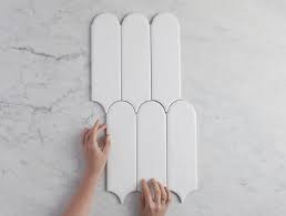 Fitzroy Matt White Feather Tile White Tiles Natural Stone Tile Bathroom Wall And Floor Tiles