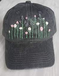 Excited To Share The Latest Addition To My Etsy Shop Dark Wildflower Accessories Black Baseballhat Hat Embroidery Hand Embroidery Embroidered Hats Ideas