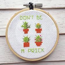 Free counted cross stitch patterns succulents. Home Decor Dont Be A Prick Tiny Cacti Cactus Plant Counted Cross Stitch Diy Kit Beginner Handmade Products