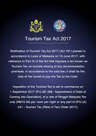 International tax malaysia highlights 2017. Tourism Tax Effective On 1st September 2017 Lkpp De Rhu Beach Resort Kuantan