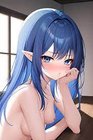 Anime Skinny Small Tits 70s Age Pouting Lips Face Blue Hair Bangs Hair  Style Light Skin Dark Fantasy Prison Close Up View Sleeping Nude  3663704603209603460 
