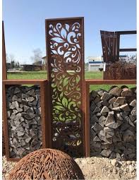 Metall Sichtschutz Aus Edelrost Paravent Foglia 50 Cm Breit 200 Cm Hoch Aus 2 Mm Stahl In 2020 Edelrost Sichtschutz Sichtschutz Edelrost