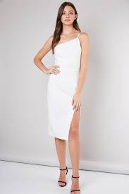 One Sided Strap Dress White Midi Dress Fitted White Cocktail Dress Mod Soul Contemporary Women S Clothing White Cocktail Dress Melinda Dress Dresses