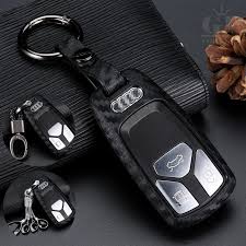 Silicone Carbon Fiber Car Key Cover Case For Audi A4 B9 Q5 Q7 Tt Tts 8s 2016 2017 Car Styling Key Shell Metal Leather Keyring R Leather Keyring Key Covers Audi