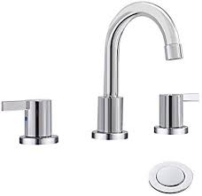 2 Handle 8 Inch Widespread Bathroom Sink Faucet With Metal Pop Up Drain By Phiestina Chrome Wf015 In 2020 Sink Faucets Bathroom Sink Faucets Low Arc Bathroom Faucet