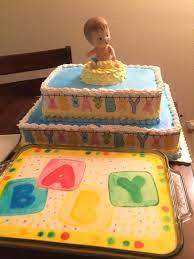 Baby Shower Cake The Top Is Tiramisu Bottom Is Chocolate With Fudge Layered Cake 105 At Albert Baby Shower Cakes For Boys Baby Shower Cakes Vanilla Jello