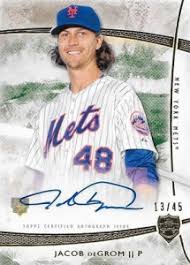 I'm not sure if i didn't toggle the right field in my search there wasn't a way to miss a rookie of the year on that team, and if degrom had shown up in 1987, a wild blur of hair and fastball, he would have been. Jacob Degrom Rookie Cards Checklist Top Prospects Rc Guide Gallery