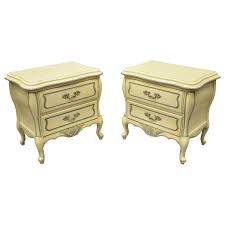 Homeroots furniture, vintage french style distressed hallway cabinet. French Provincial Louis Xv Country Cream Lacquer Bombe Nightstands A Pair For Sale At 1stdibs