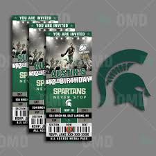 2 5x6 Michigan State Spartans Sports Party Invitations Sports Party Invitations Basketball Birthday Basketball Theme Birthday